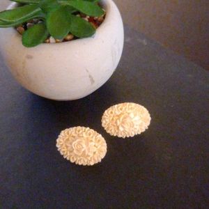 Vintage rose carved filigree post earrings